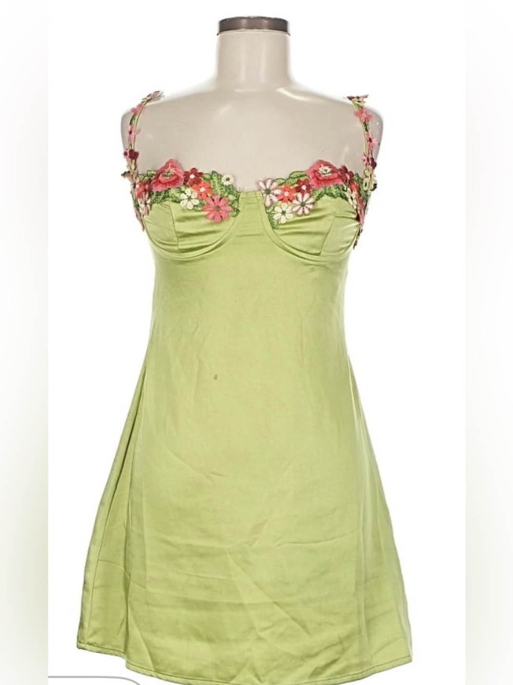Princess Polly Green dress with Floral Appliqué size 6